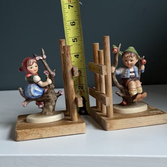 5" Apple Tree Boy & Apple Tree Girl Bookends Pair 252 1964 TMK3 Hummel Goebel C1 - Picture 14 of 15